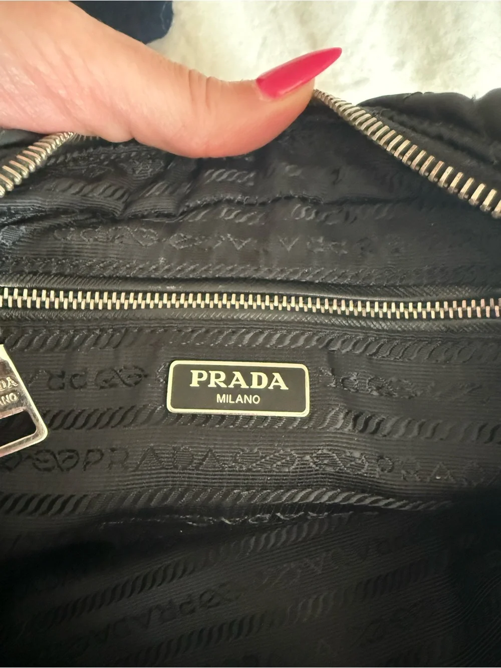 Prada Camera Bag Quilted Tessuto Small chain strap detail